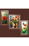 3-Pack Beautiful flower painitng Photo Frames - 2 Pieces 10x17 Inch & 1 Piece 14x17 Inch - Rustic Wall Art for Home & Office Decor - Botanical Wall Hanging for Living Room, Bedroom, or Workspace