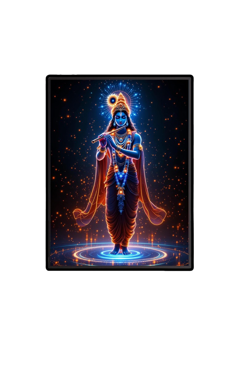 Krishna Laminated Photo - 5x7 Inches, Divine Blessings for Home & Office and Temple Decoration