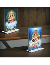 Debi Saraswati Acrylic T-Style Photo Stand - 5x7 Inches, Compact and Stylish Spiritual Display, easily change 2 photos (Pack of 1)