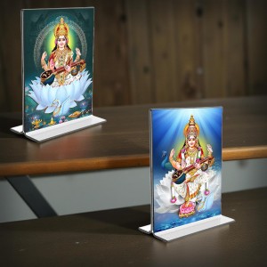 Debi Saraswati Acrylic T-Style Photo Stand - 5x7 Inches, Compact and Stylish Spiritual Display, easily change 2 photos (Pack of 1) Debi Saraswati Acrylic T-Style Photo Stand - 5x7 Inches, Compact and Stylish Spiritual Display, easily change 2 photos (Pack of 1)