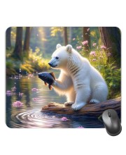 Customized White Bear Picture Sublimation Mouse Pad | 8 X 7.5 Inch | Smooth Cloth Surface | Non-Slip Rubber Base | Personalized Mousepad for Laptop & Desktop (F17347)