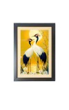 Two birds standing next to each other infront of the sun and water with daisies Photo Frame Funny Animal and Bird Cartoon Art, Black color, 11x15 Inch