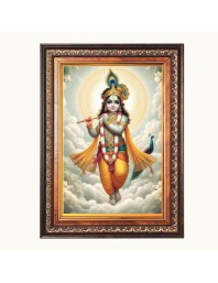 Sri Krishna Color Photo 10x14 Inch - Vibrant Religious Wall Art for Home or Office Decor.