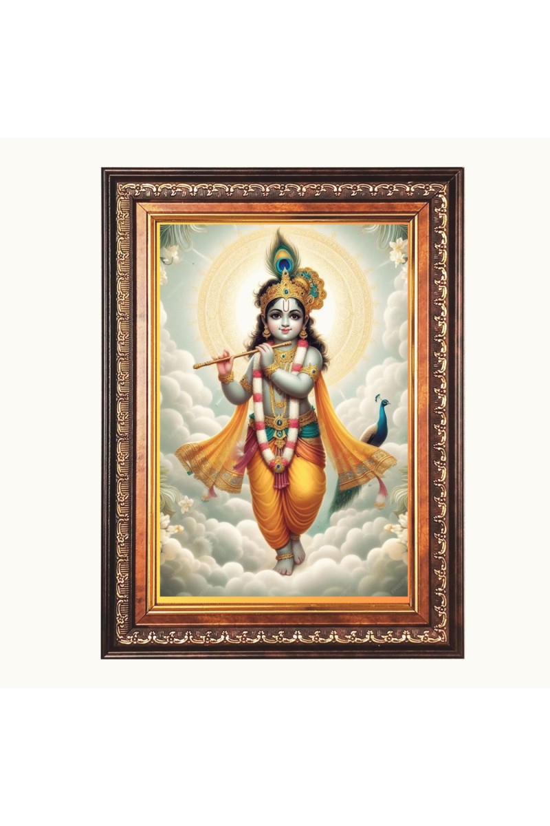 Sri Krishna Color Photo 10x14 Inch - Vibrant Religious Wall Art for Home or Office Decor.