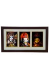 Hitech God Shiv, Ganesh & Ma Durga Wood photo Frame with Glass || Three pictures in one Frame || Three Gods in Single Frame || Frame for Pooja, wall decoration