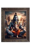 Lord Shiv and baby Ganesh Big Photo Frame - 20x24 Inches for Home & Office Decoration
