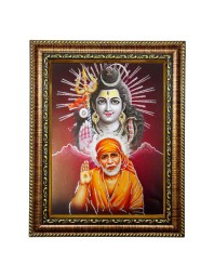 Hi Tech Sales Photo Frame Bhagwan Shuv and Sai Baba Laminated for Office, Wall/Table, Study room & living room, gifts | PVC Frame & Front Face - Glass (10 x 12)