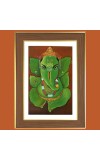 Green Ganapati Photo Frame - 14x18 Inches, Brown Wooden Frame for Home, Office & Temple Decoration
