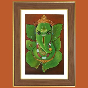 Green Ganapati Photo Frame - 12x16 Inches, Brown Wooden Frame for Home, Office & Temple Decoration Green Ganapati Photo Frame - 12x16 Inches, Brown Wooden Frame for Home, Office & Temple Decoration