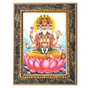 Lord Brahma Digital Print Photo 8.7x10.7 inches (I6059) - Vibrant Religious Wall Art for Home or Office Decor.