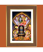 Lord shiva and Parvathi Photo Frame - 10x14 Inches, Brown Wooden Frame for Home, Office & Temple Decoration