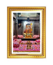 Sri Mahakaleshwar Jyotirlinga Photo Frame - 10x14 Inches, Brown Wooden Frame for Home, Office & Temple Decoration