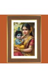 Yashoda maa with little krishna Photo Frame - 12x16 Inches, Brown Wooden Frame for Home, Office & Temple Decoration