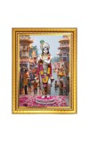 Lord Sri krishna with Murali Photo Frame - 10x14 Inches, Brown Wooden Frame for Home, Office & Temple Decoration