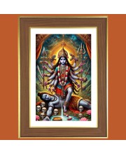 Goddess Adi Shakti Photo Frame - 10x14 Inches, Brown Wooden Frame for Home, Office & Temple decoration