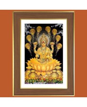 Lakshmi Maa Photo Frame - 10x14 Inches, Brown Wooden Frame for Home, Office & Temple Decoration