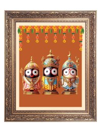 Lord Jagannath, Balram and Subhadra Big Photo Frame - 18x22 Inches for Home & Office Decoration