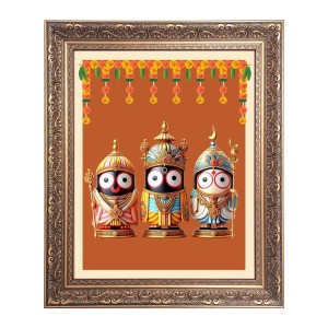Lord Jagannath, Balram and Subhadra Big Photo Frame - 22x26 Inches for Home & Office Decoration