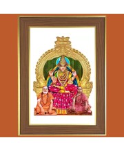Sringeri Sri Sharadamba Photo Frame - 10x14 Inches, Brown Wooden Frame for Home, Office & Temple Decoration
