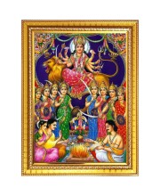 Durga matha Photo Frame - 10x14 Inches, Brown Wooden Frame for Home, Office & Temple Decoration