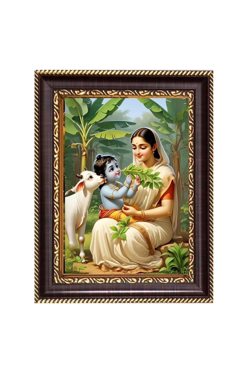 Krishna Yashoda Digital Print Photo 8.7x10.7 inches (I6029) - Vibrant Religious Wall Art for Home or Office Decor.