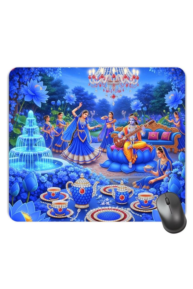 Customized Lord Krishna Picture Sublimation Mouse Pad | 8 X 7.5 Inch | Smooth Cloth Surface | Non-Slip Rubber Base | Personalized Mousepad for Laptop & Desktop (F17007)