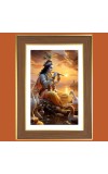 Lord Shri Krishna Photo Frame - 10x14 Inches, Brown Wooden Frame for Home, Office & Temple decoration