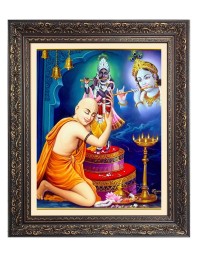 Sri Chaitanya with Sir Krishna Big Photo Frame - 16x20 Inches for Home & Office Decoration