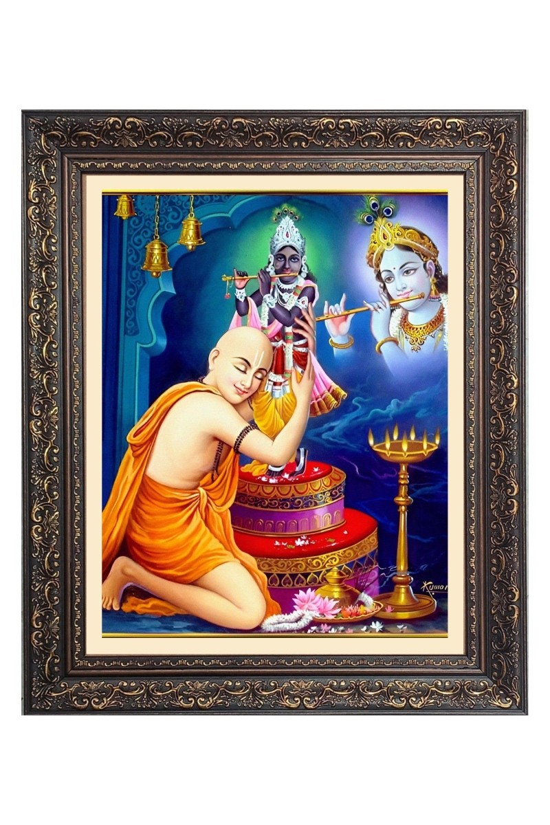 Sri Chaitanya with Sir Krishna Big Photo Frame - 18x22 Inches for Home & Office Decoration