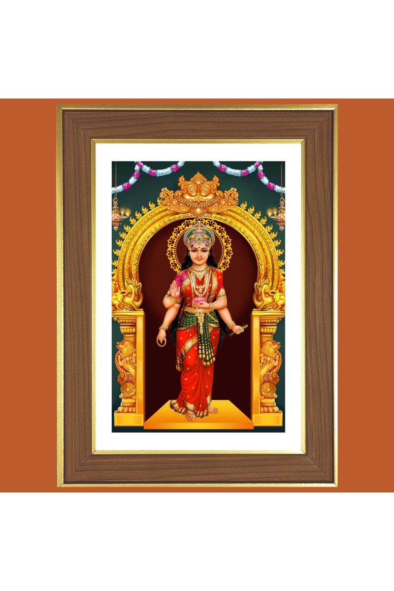 Devi Kanyakumari Photo Frame - 10x14 Inches, Brown Wooden Frame for Home, Office & Temple Decoration