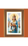 Ganga Devi Photo Frame - 10x14 Inches, Brown Wooden Frame for Home, Office & Temple Decoration
