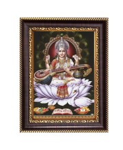 Maa Saraswati Digital Print Photo 14.7x16.7 inches (I6057) - Vibrant Religious Wall Art for Home or Office Decor.