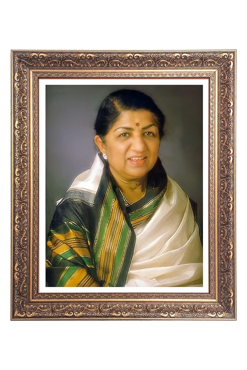 Indian playback singer Mrs. Lata Mageshkar Big Photo Frame - 18x22 Inches for Home & Office Decoration