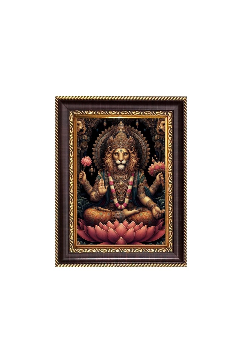 Lord Narasimha Digital Print Photo 6.7x8.7 inches - Vibrant Religious Wall Art for Home or Office Decor.