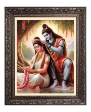 Lord Shiv With Maa Parvati Big Photo Frame - 16x20 Inches for Home & Office Decoration