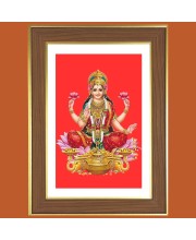 Goddess Lakshmi Photo Frame - 10x14 Inches, Brown Wooden Frame for Home, Office & Temple Decoration