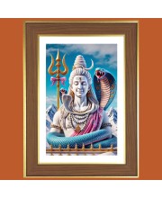Bholenath Shiva Photo Frame - 10x14 Inches, Brown Wooden Frame for Home, Office & Temple Decoration