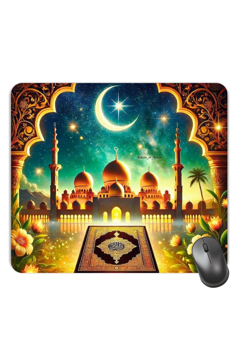 Customized Masjid Picture Sublimation Mouse Pad | 8 X 7.5 Inch | Smooth Cloth Surface | Non-Slip Rubber Base | Personalized Mousepad for Laptop & Desktop (F17201)