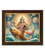 Hitech Sales Lord Vishnu Religious Wood Photo Frames With Acrylic Sheet (Glass) For Worship/Pooja (10 x 12 Inch, Multicolour, Synthetic) Wall Mount