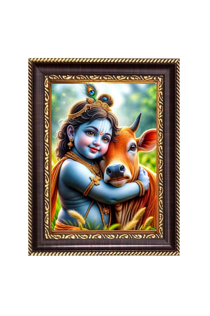 Little Krishna Digital Print Photo 10.7x12.7 inches (I6117) - Vibrant Religious Wall Art for Home or Office Decor.