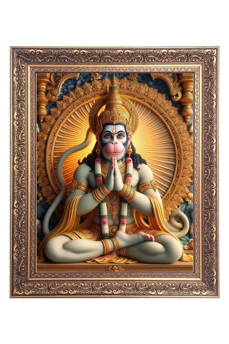 Sri Hanuman Big Photo Frame - 16x20 Inches for Home & Office Decoration