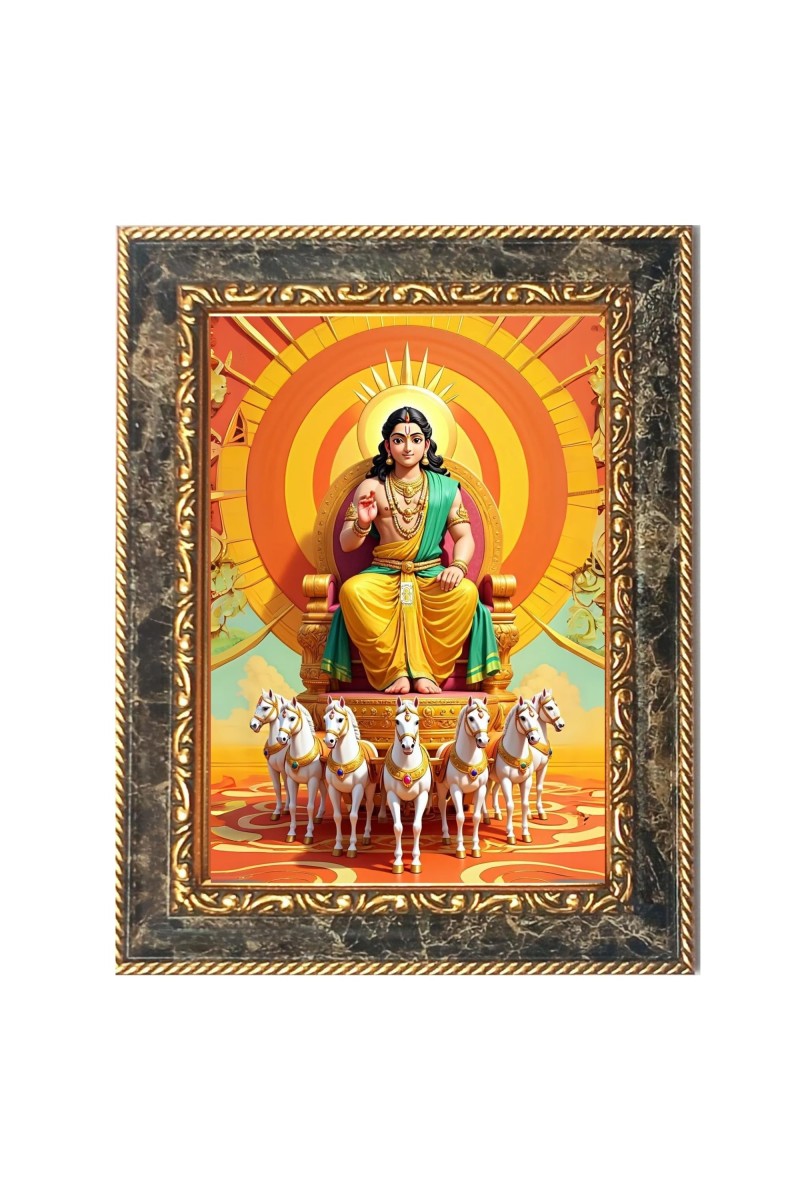 Lord surya Digital Print Photo 8.7x10.7 inches (I6002) - Vibrant Religious Wall Art for Home or Office Decor.