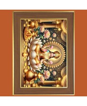 Maa Saraswati Photo Frame - 10x14 Inches, Brown Wooden Frame for Home, Office & Temple Decoration