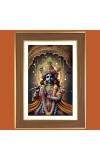 Lord krishna Photo Frame - 10x14 Inches, Brown Wooden Frame for Home, Office & Temple Decoration