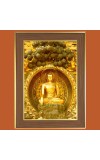 Peaceful Buddha Photo Frame - 10x14 Inches, Brown Wooden Frame for Home, Office & Temple Decoration