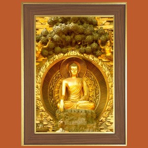 Peaceful Buddha Photo Frame - 12x16 Inches, Brown Wooden Frame for Home, Office & Temple Decoration Peaceful Buddha Photo Frame - 12x16 Inches, Brown Wooden Frame for Home, Office & Temple Decoration