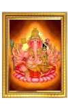 Maha Ganapati Photo Frame 14x18 Inches – Decorative Hindu God Wall Art for Home & Office | Lord Ganesha Picture Frame for Pooja Room, Housewarming & Spiritual Gifts