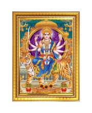 Goddess durga matha Photo Frame - 10x14 Inches, Brown Wooden Frame for Home, Office & Temple Decoration