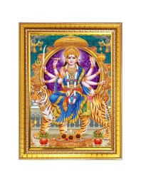 Goddess durga matha Photo Frame - 14x18 Inches, Brown Wooden Frame for Home, Office & Temple Decoration