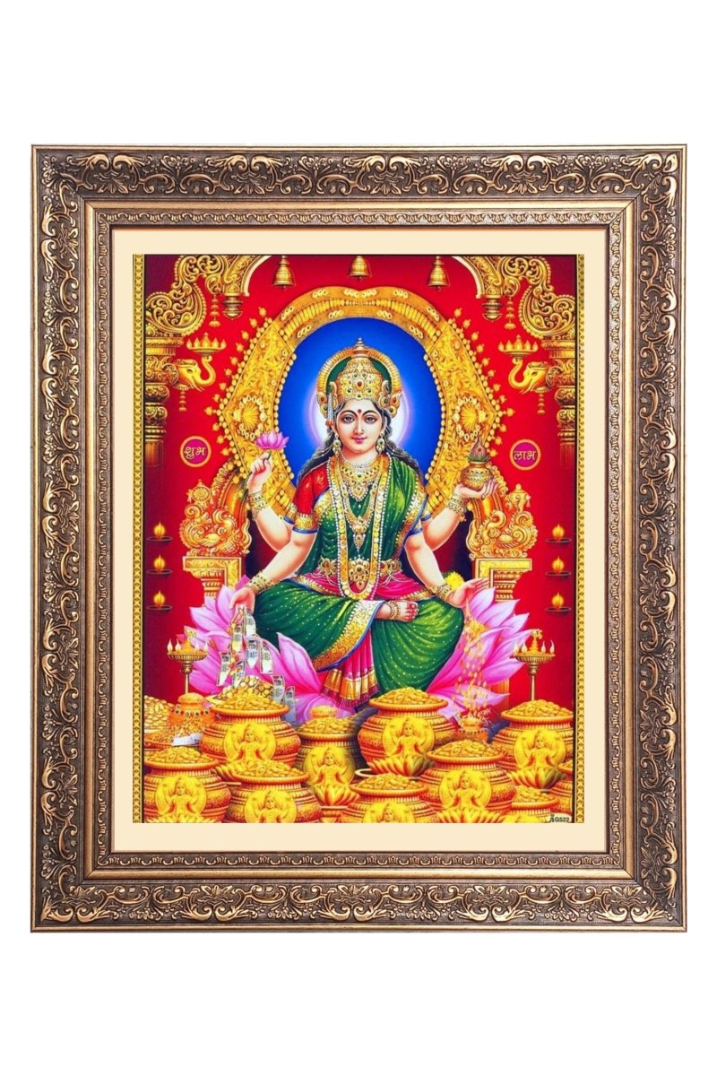 Maa Lakshmi (Laxmi) Big Photo Frame - 16x20 Inches for Home & Office Decoration